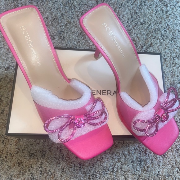 PINK BCBG HEELS MAN MADE UPPER PASSION PINK MISTANY SIZE 8.5 - Picture 4 of 11